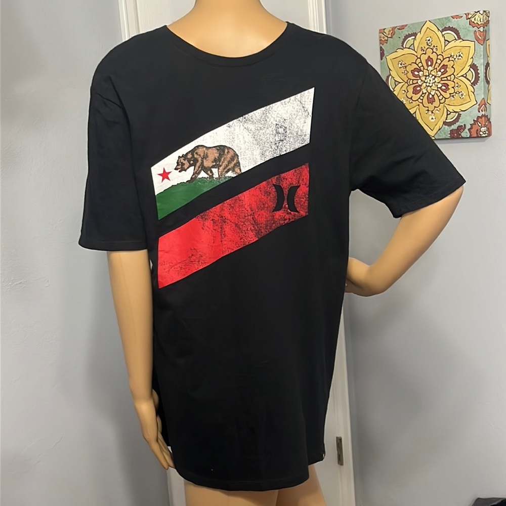Hurley Black Shirt with Distressed California Bear Logo